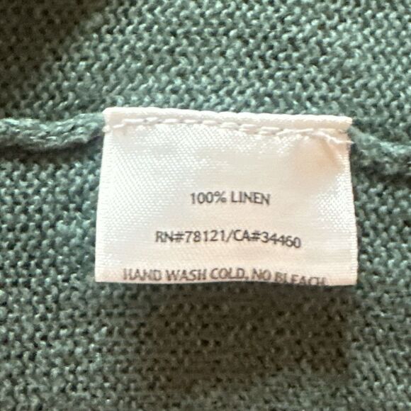 Eileen Fisher Open Front Cardigan 100% Linen Green PL - Picture 5 of 7
